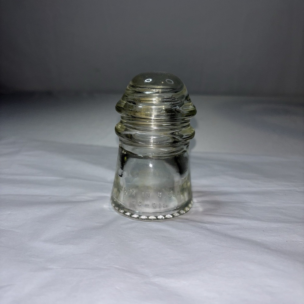 Vintage Hemingray Glass Insulator Clear Round Electrical Telegraph Utility USA